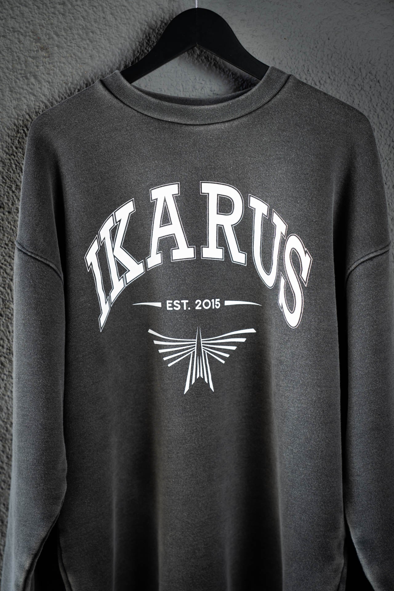 IKARUS College Crewneck — Washed Black Edition