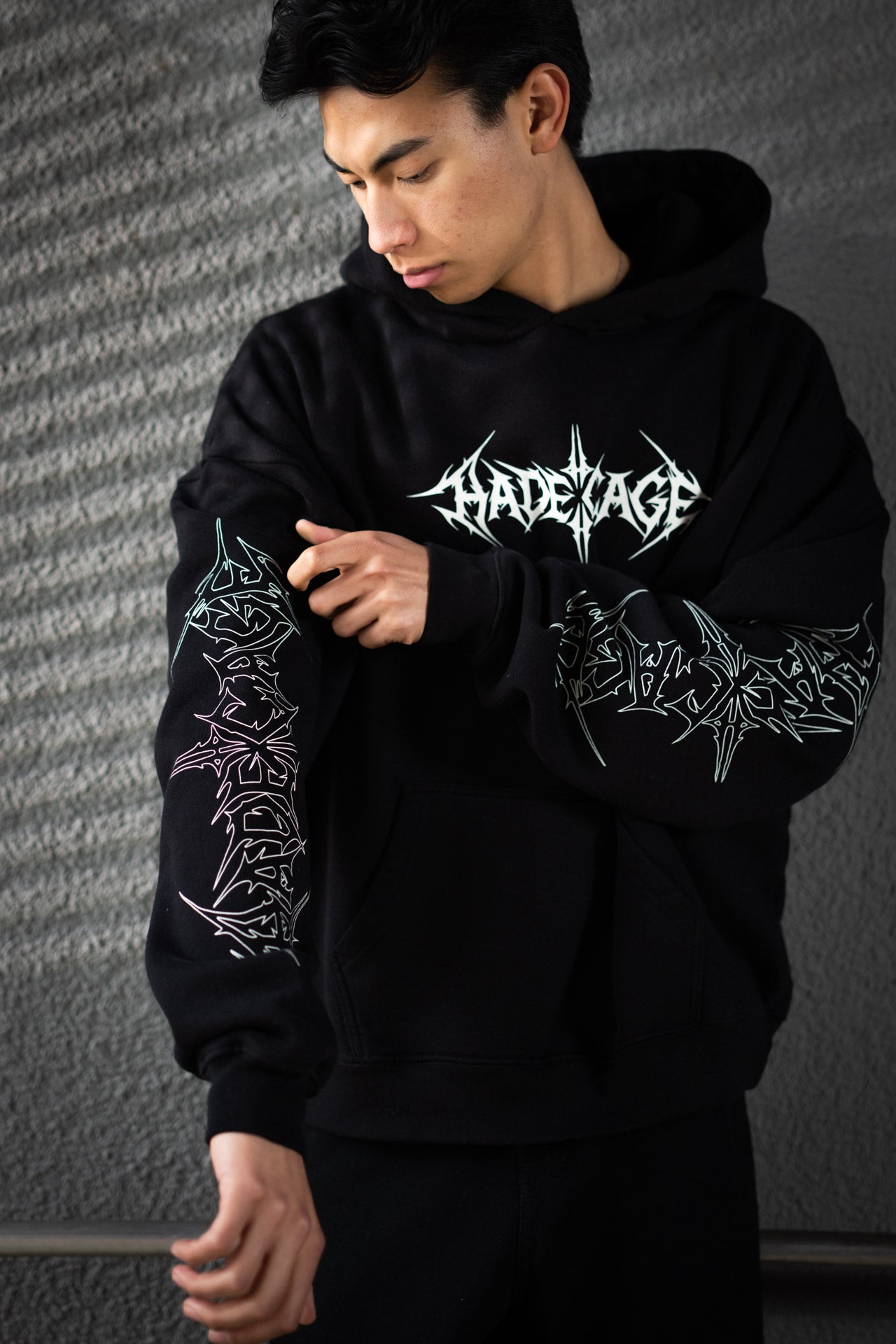 HADE CAGE Logo Oversized Hoodie — Blackout Edition