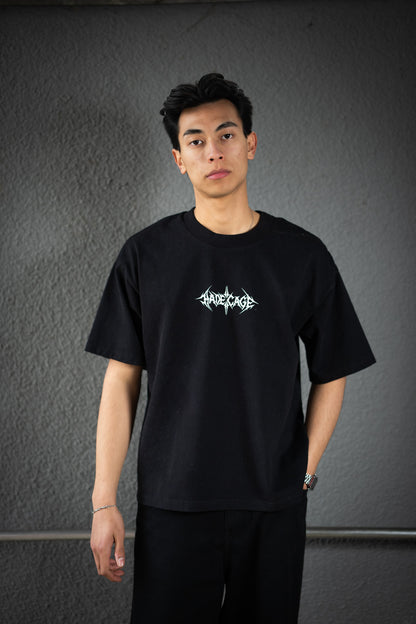 HADE CAGE Logo Oversized Tee — Blackout Edition