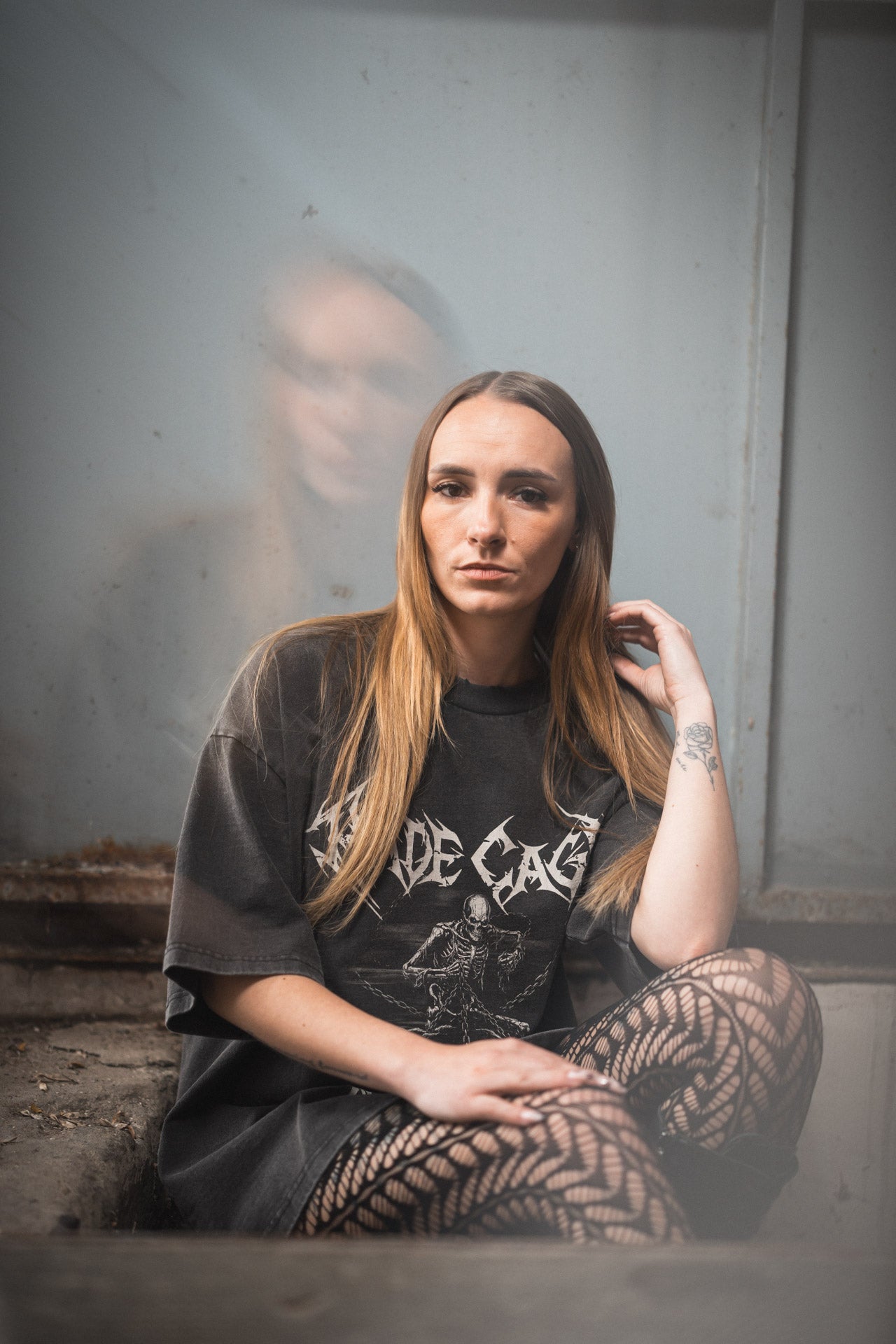 HADE CAGE Dog Oversized Tee — Vintage Black Edition