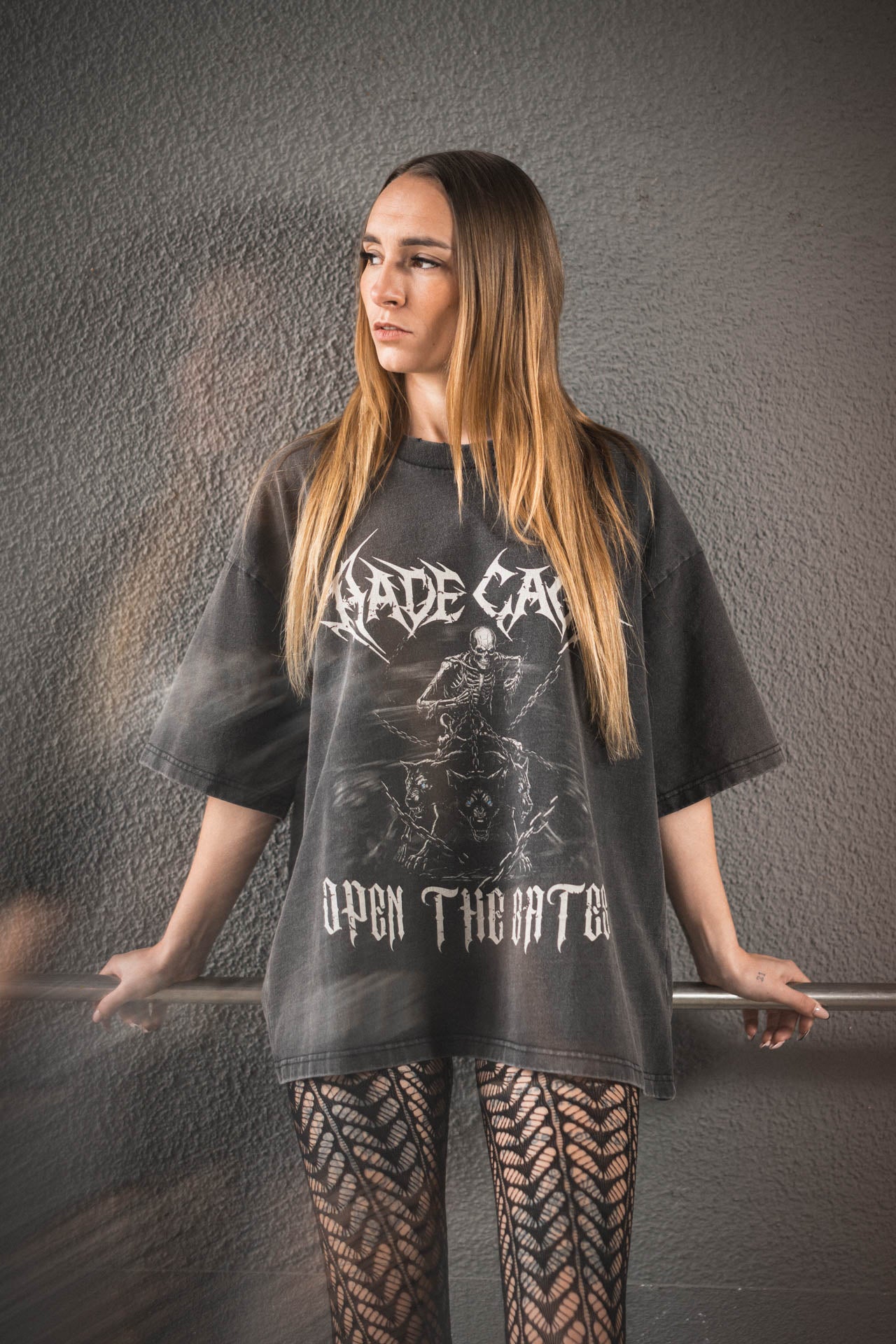 HADE CAGE Dog Oversized Tee — Vintage Black Edition