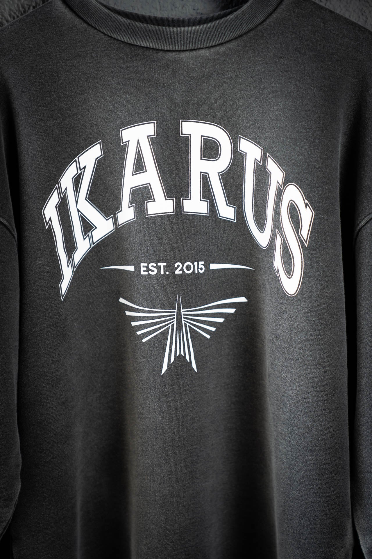 IKARUS College Crewneck — Washed Black Edition