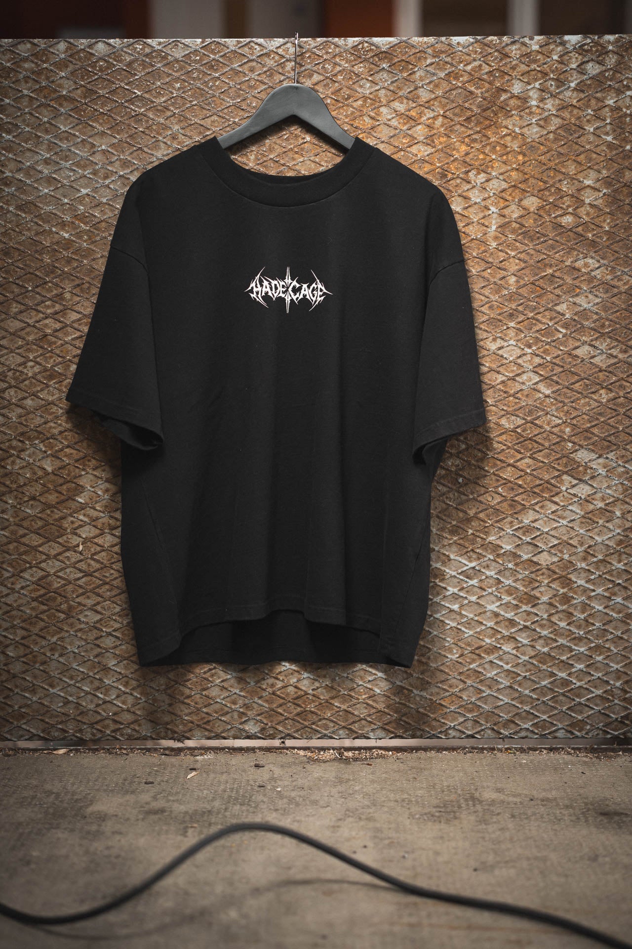 HADE CAGE Logo Oversized Tee — Blackout Edition