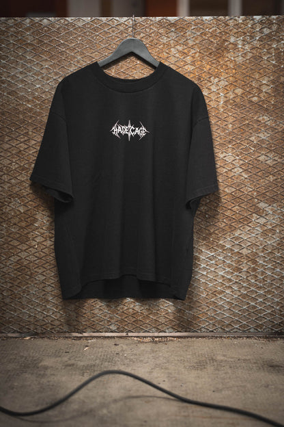 HADE CAGE Logo Oversized Tee — Blackout Edition