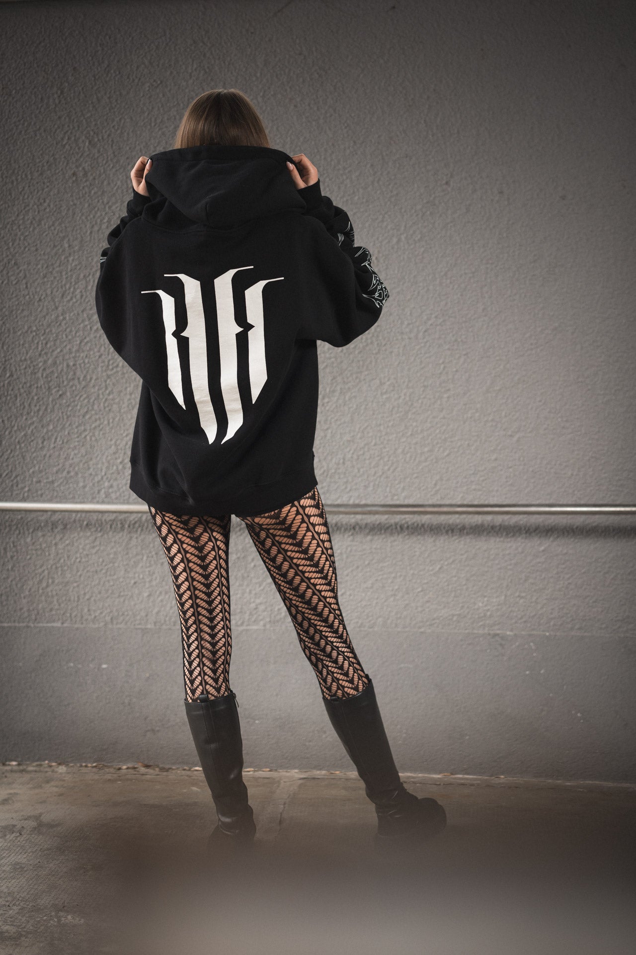 HADE CAGE Logo Oversized Hoodie — Blackout Edition