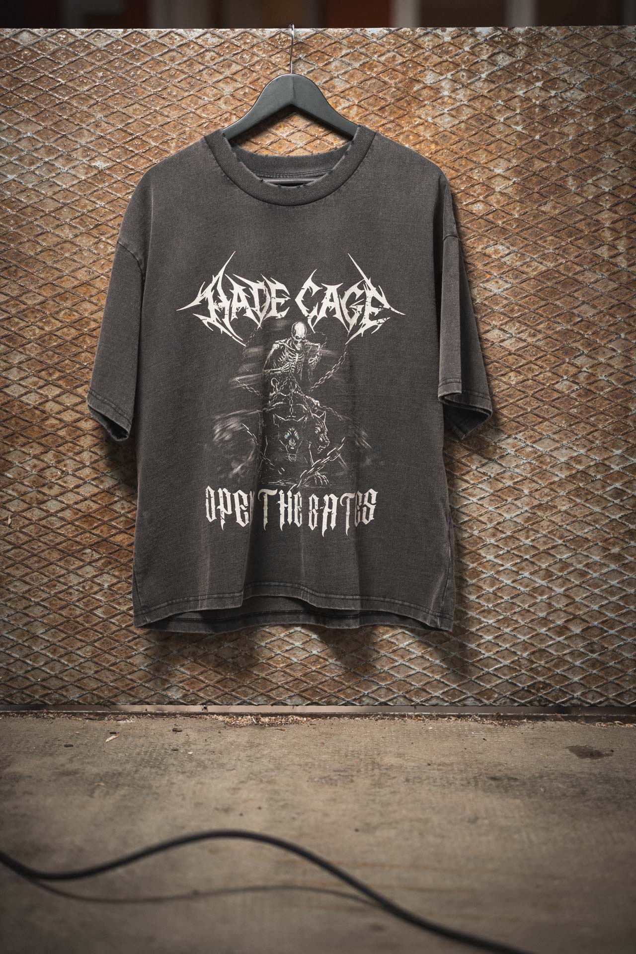 HADE CAGE Dog Oversized Tee — Vintage Black Edition