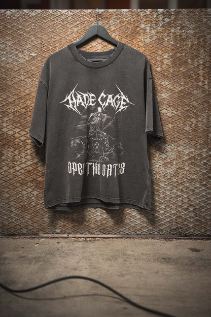 HADE CAGE Dog Oversized Tee — Vintage Black Edition
