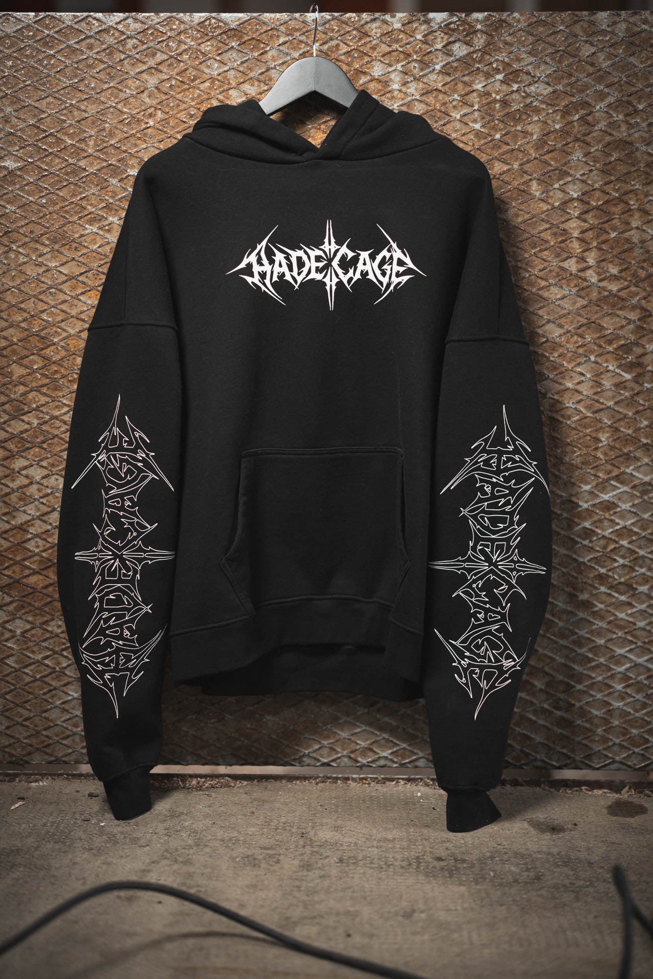 HADE CAGE Logo Oversized Hoodie — Blackout Edition