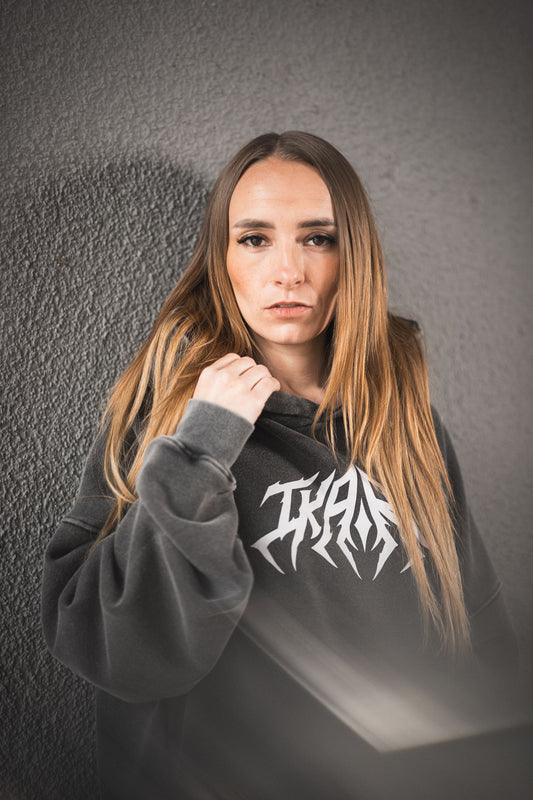 IKARUS Line-Up Oversized Hoodie — Washed Black Edition