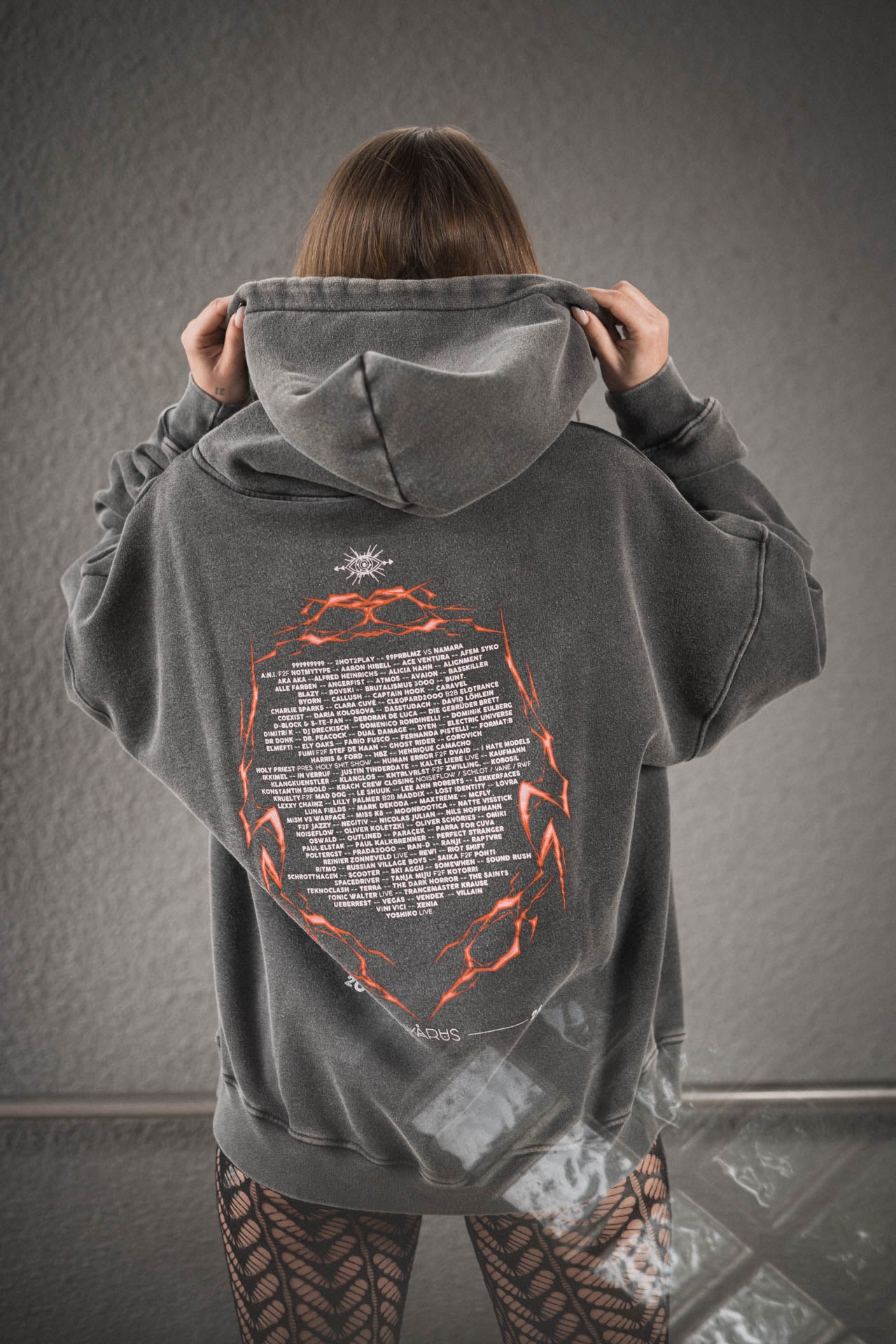 IKARUS Line-Up Oversized Hoodie — Washed Black Edition