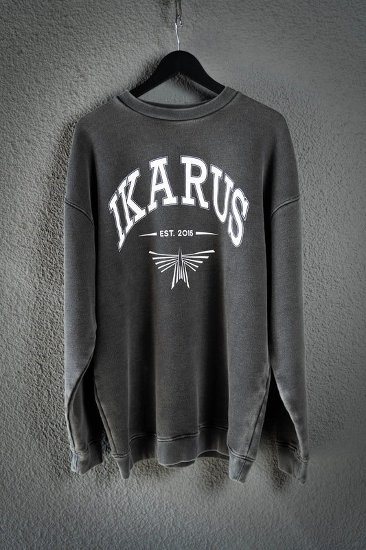 IKARUS College Crewneck — Washed Black Edition